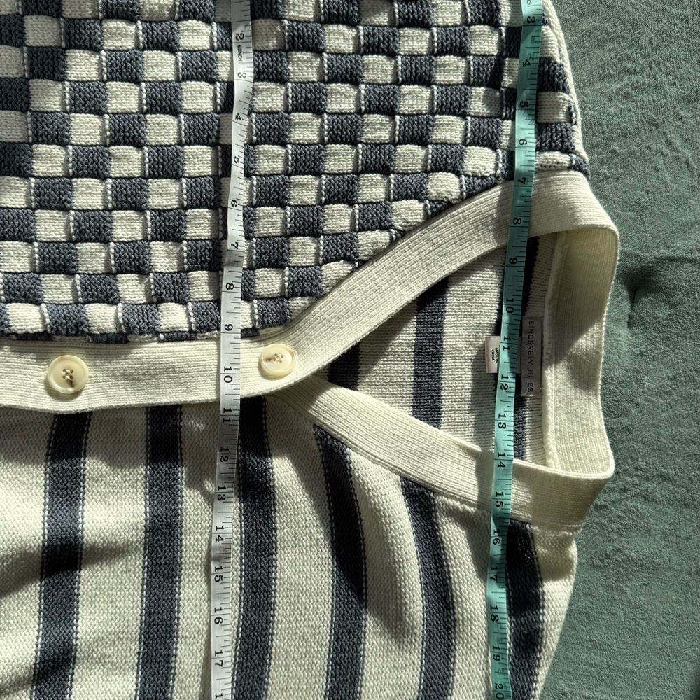 Sincerely Jules Navy and White Checkered Striped Cardigan - Picture 3 of 5